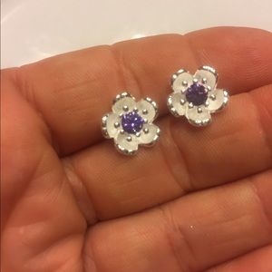 🌸 Stunning 925S cherry blossom earrings in purple or pink